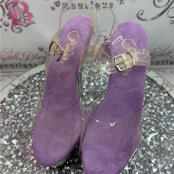Pleaser heels Lavender Glitter Platform Heels Clear Straps kiss multi glitter - Picture 9 of 16
